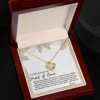Maid of Honor Gift - MOH On My Wedding Day - Great Wedding Party Thank You Gift From The Bride , Pink Floral and Boho Wedding Theme - Liliana and Liam