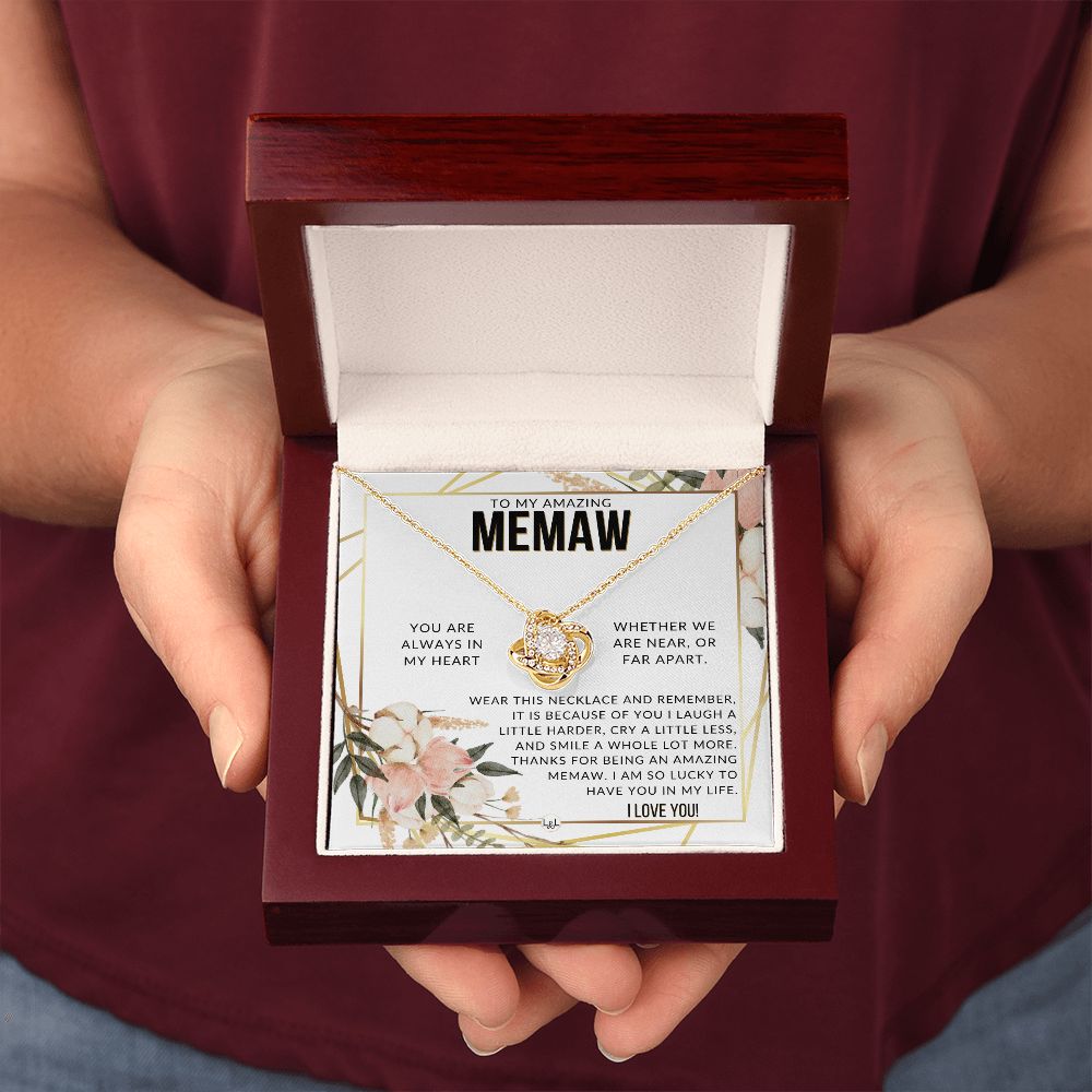Memaw Gift - Beautiful Women's Pendant - From Granddaughter, Grandson, Grandkids - Great For Mother's Day, Christmas, or Birthday