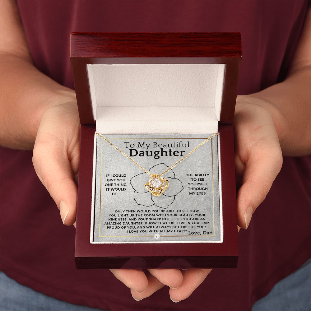 Through My Eyes - To My Daughter (From Dad) - Father to Daughter Gift - Christmas, Birthday, Graduation, or Valentine's Day Necklace