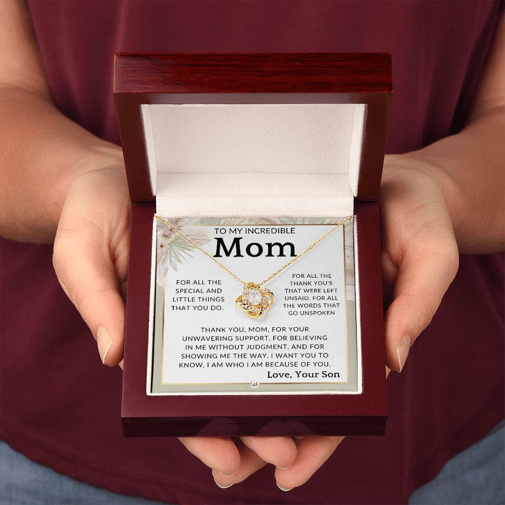 Gift for Mom, From Son - The Little Things - To Mother, From Son - Beautiful Women's Pendant Necklace - Great For Mother's Day, Christmas, or Her Birthday