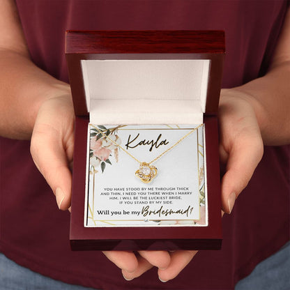 Bridesmaid Proposal Custom Name - Wedding Party Jewelry Accessories From Bride - Need You There , Pink Floral and Boho Wedding Theme - Liliana and Liam