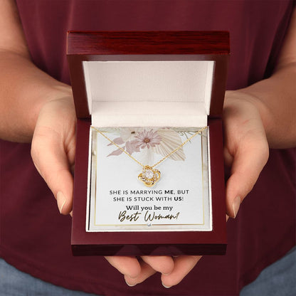Best Woman Proposal - Gift From Groom - Will You Be My Best Woman - Wedding Party Accessories , Pink Floral and Boho Wedding Theme - Liliana and Liam