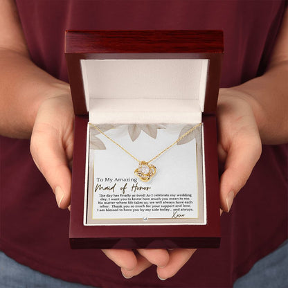 Maid of Honor Gift - MOH On My Wedding Day - Great Wedding Party Thank You Gift From The Bride , Pink Floral and Boho Wedding Theme - Liliana and Liam
