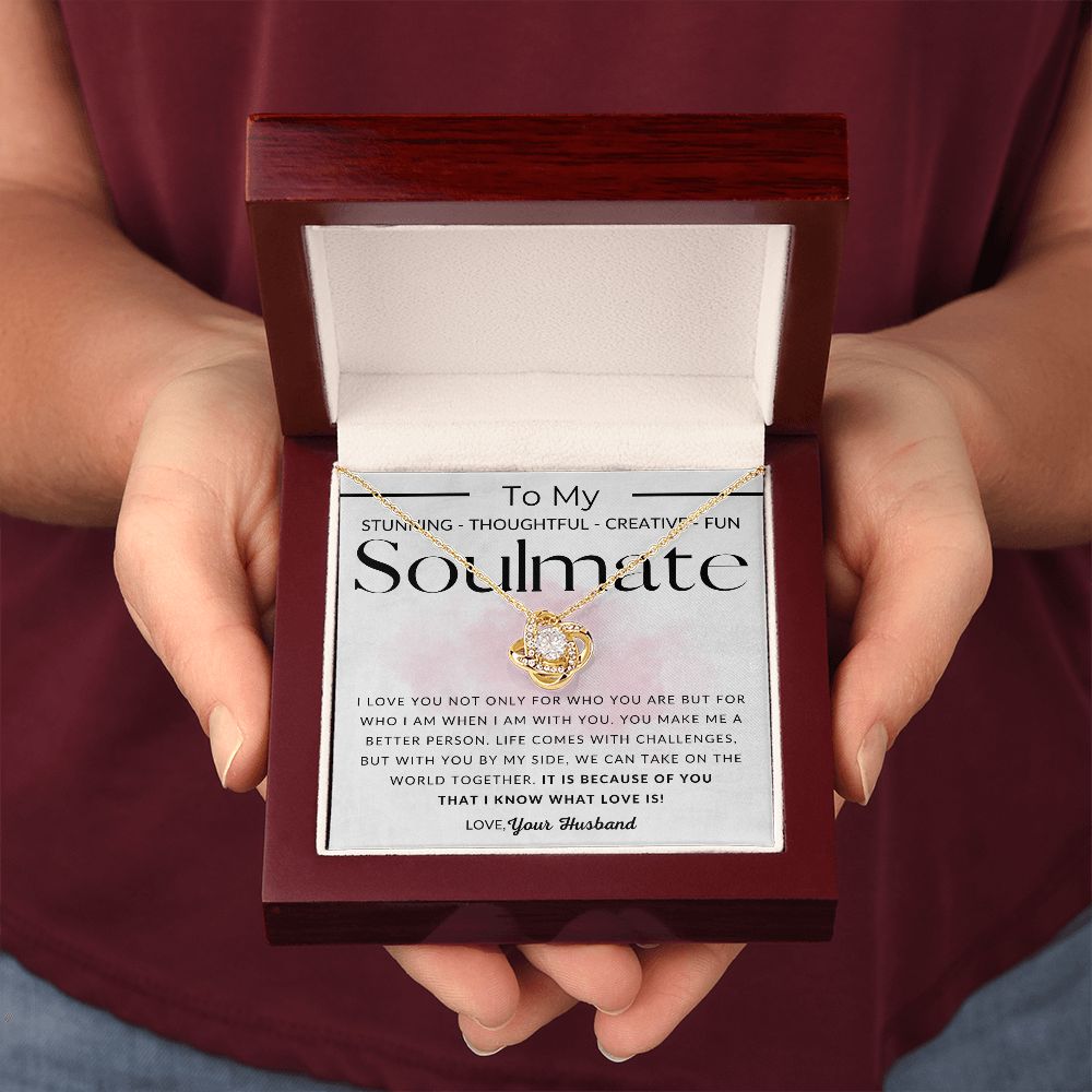 Soulmate, Because of You - To My Wife Necklace - From Husband - Christmas Gifts, Birthday Present, Wedding Anniversary Gift, Valentine's Day