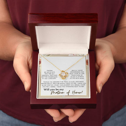Matron of Honor Proposal Gift - Unique Be My MOH Gift From Bride - I Need You - Wedding Party , Pink Floral and Boho Wedding Theme - Liliana and Liam