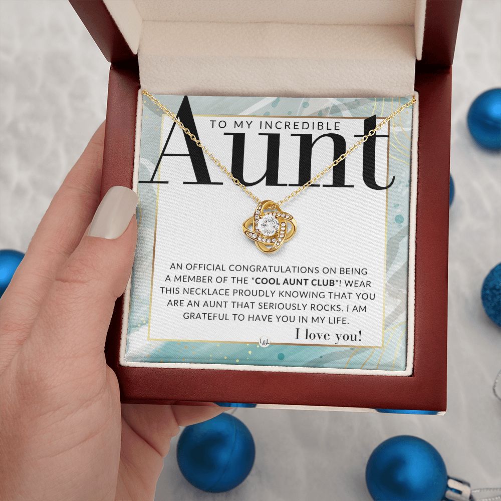 Funny Gift For Aunt - Cool Aunt Club - Present for Aunt From Niece or Nephew - Pendant Necklace - Great For Christmas, Her Birthday, Or Encouragement Gift