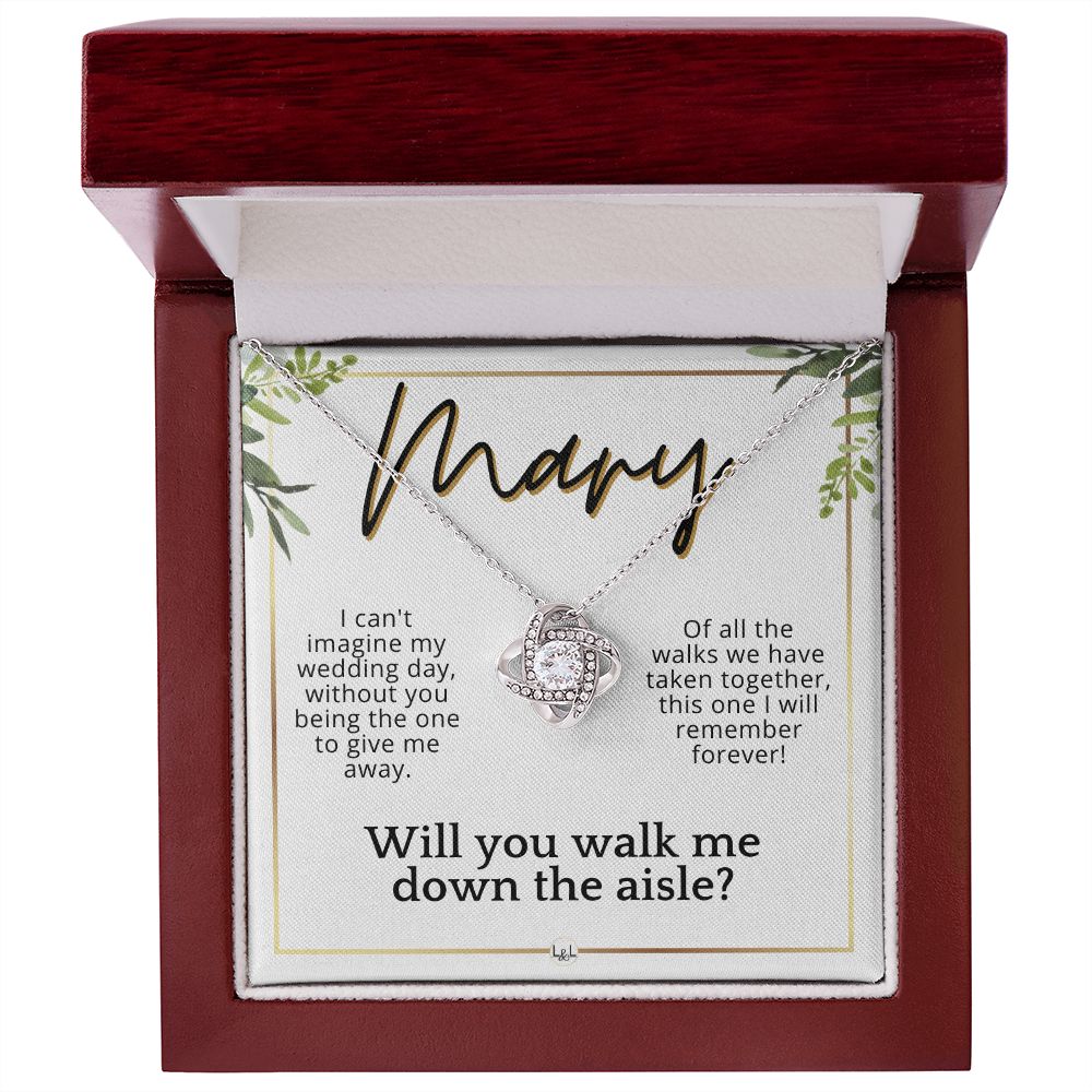Will You Walk Me Down The Aisle - Custom Name Wedding Day Give Me Away Proposal From The Bride , White and Green, Eucalyptus Wedding