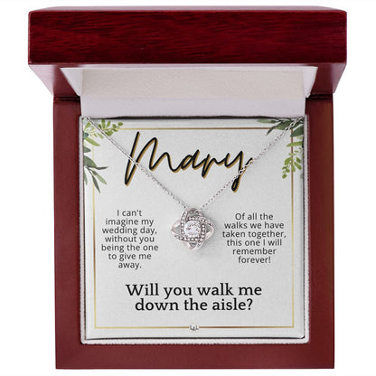 Will You Walk Me Down The Aisle - Custom Name Wedding Day Give Me Away Proposal From The Bride , White and Green, Eucalyptus Wedding