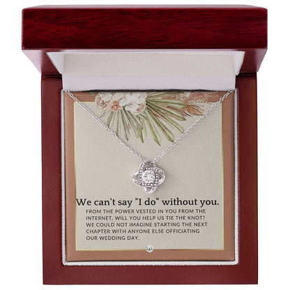 Wedding Officiant Proposal - From The Power Vested In You From The Internet - Female Officiant , Terracotta, Rust And Gold Wedding Theme - Liliana and Liam