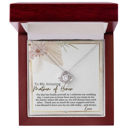 Matron of Honor Thank You Gift - On My Wedding Day MOH Gift From Bride - Wedding Party Accessory , Pink Floral and Boho Wedding Theme - Liliana and Liam