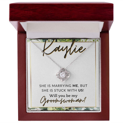 Groomswoman Proposal, Custom Name, From Groom - Be My Groomswoman - Wedding Party Accessories , White and Green, Eucalyptus Wedding