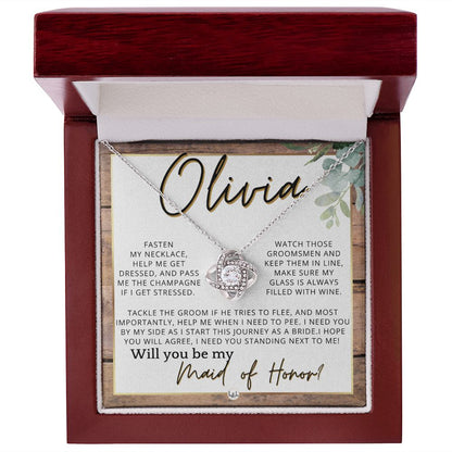 Maid of Honor Proposal, Custom Name - Be My Maid Of Honor, MOH Gift From Bride, I Need YOU , Rustic and Wood Wedding Theme