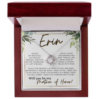 Matron of Honor Proposal Gift, Custom Name, Be My MOH Gift From Bride, Need You, Wedding Party , White and Green, Eucalyptus Wedding