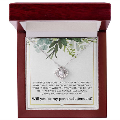 Wedding Personal Attendant Proposal - Will You Be My Helper, Bridal Concierge, Lady in Waiting , White and Green, Eucalyptus Wedding - Liliana and Liam