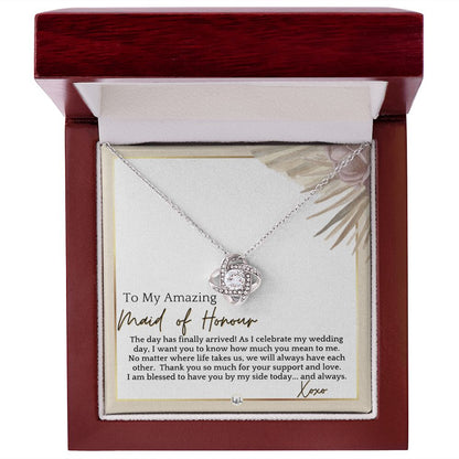 Maid of Honour Gift - On My Wedding Day - Great Wedding Party Thank You Gift From The Bride , Pink Floral and Boho Wedding Theme - Liliana and Liam