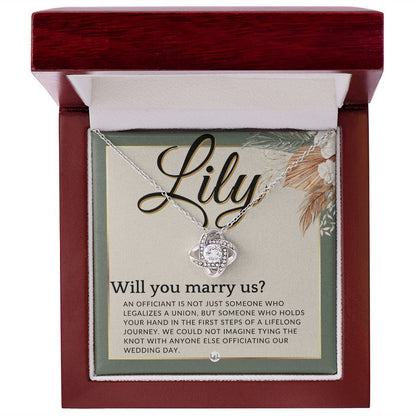 Wedding Officiant Proposal, Custom Name - Female Officiant, Vow Renewal - Will You Marry Us , Sage Green & Boho Wedding Theme
