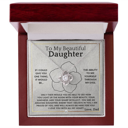 Through My Eyes - Elegant Knot Pendant Necklace - Gift From Father to Daughter - Liliana and Liam
