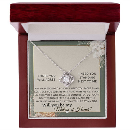 Matron of Honor Proposal Gift - Be My MOH Gift From Bride - By My Side - Wedding Party Accessory , Sage Green & Boho Wedding Theme - Liliana and Liam