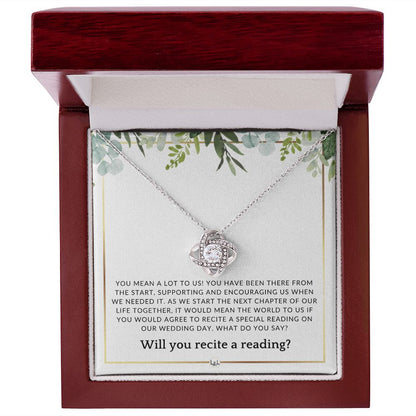 Wedding Ceremony Reader Proposal - Will You Read At Our Wedding - From The Bride and The Groom , White and Green, Eucalyptus Wedding - Liliana and Liam
