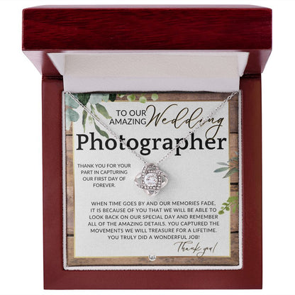 Wedding Photographer Gift - Thank You From The Couple - Gratitude Gift, Token of Appreciation , Rustic and Wood Wedding Theme - Liliana and Liam
