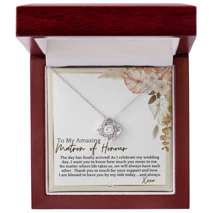 Matron of Honour Thank You Gift - On My Wedding Day Gift From Bride - Wedding Party Accessories , Pink Floral and Boho Wedding Theme - Liliana and Liam