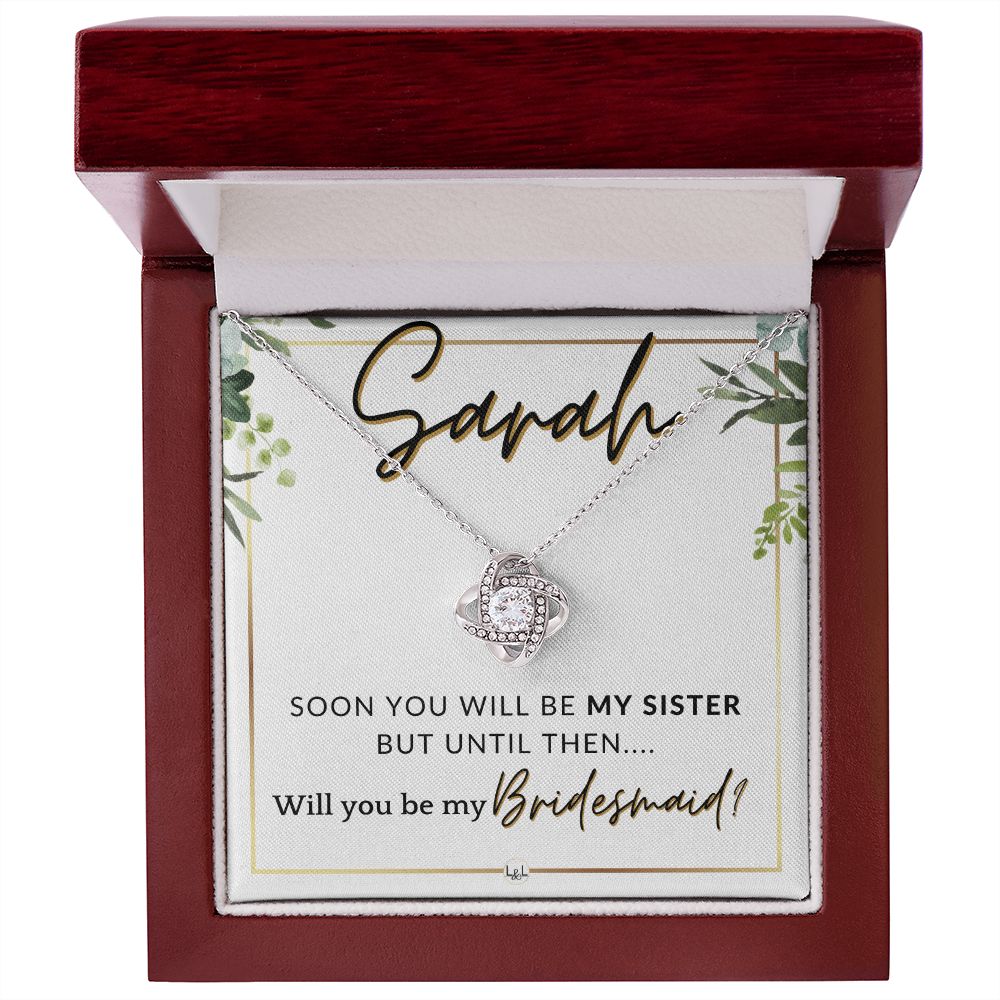 Bridesmaid Proposal, Custom Name - Will You Be My Bridesmaid, Sister in Law - Wedding Party , White and Green, Eucalyptus Wedding
