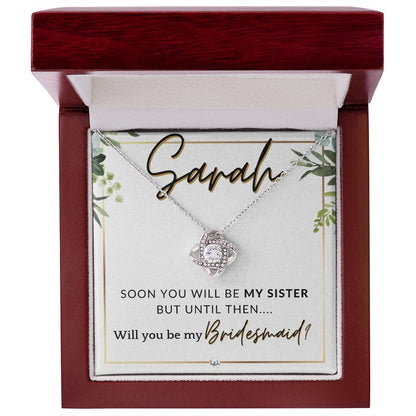 Bridesmaid Proposal, Custom Name - Will You Be My Bridesmaid, Sister in Law - Wedding Party , White and Green, Eucalyptus Wedding