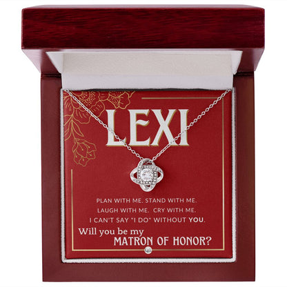 Matron of Honor Proposal, Custom Name - Be My Maid Of Honor, MOH Gift From Bride, Plan With Me Necklace - Red and Gold Wedding Theme