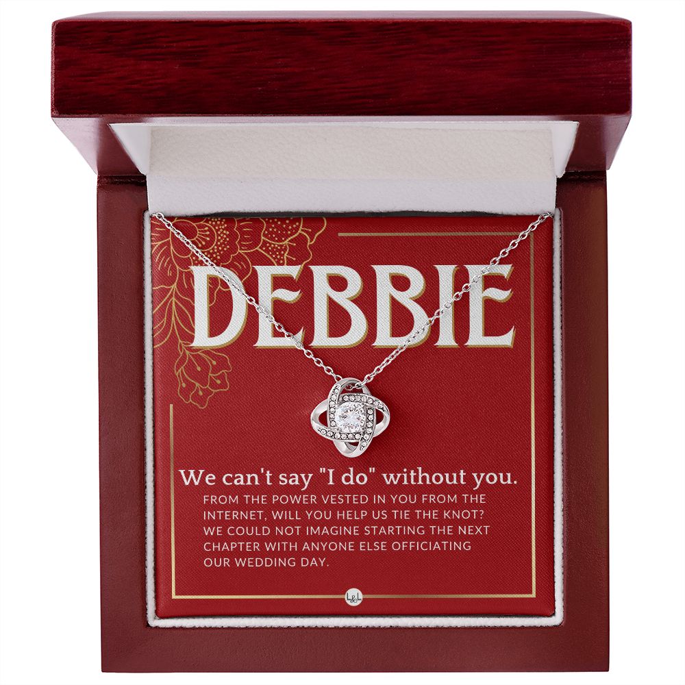 Wedding Officiant Proposal, Custom Name - From The Power Vested In You From The Internet Necklace - Red and Gold Wedding Theme