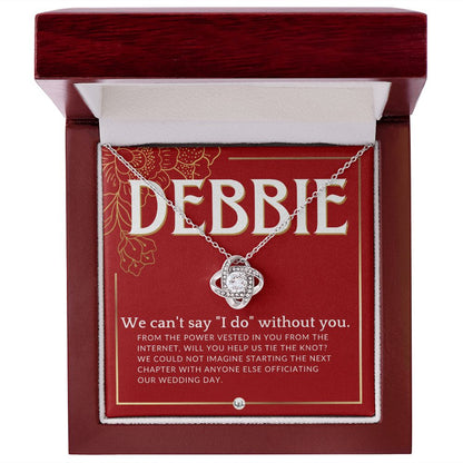 Wedding Officiant Proposal, Custom Name - From The Power Vested In You From The Internet Necklace - Red and Gold Wedding Theme
