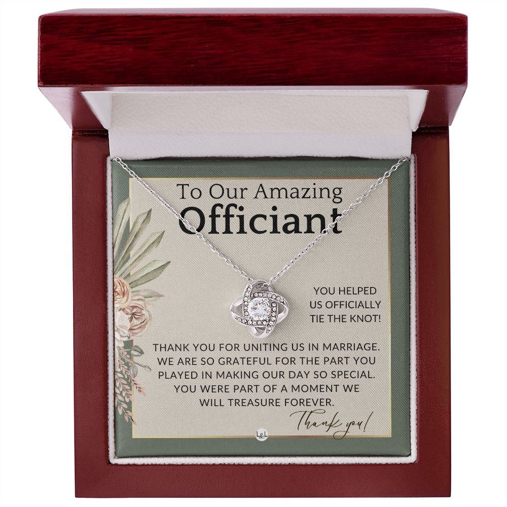 Officiant Gift - Thank You Gift For Wedding Officiant or Pastor - Gratitude and Appreciation , Sage Green & Boho Wedding Theme
