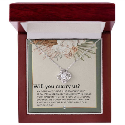 Wedding Officiant Proposal - Female Wedding Officiant, Pastor, Celebrants - Will You Marry Us , Sage Green & Boho Wedding Theme - Liliana and Liam