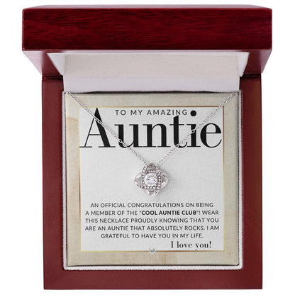 Funny Gift For Auntie - Present for Auntie From Niece or Nephew - Pendant Necklace - Great For Christmas, Her Birthday, Or As An Encouragement Gift - Liliana and Liam