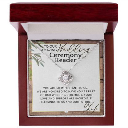 Wedding Ceremony Reader - Great Thank You Gift From Bride and Groom - Gratitude & Appreciation , Rustic and Wood Wedding Theme - Liliana and Liam