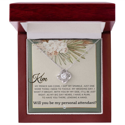 Wedding Personal Attendant Proposal, Custom Name - Wedding Helper - Wedding Party Gift Idea , Sage Green & Boho Wedding Theme - Liliana and Liam