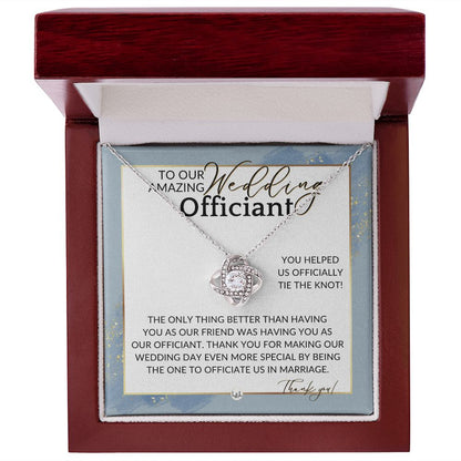 Officiant Gift - Thank You Thank You For Marrying Us - Female Wedding Officiant or Pastor Gift , Dusty Blue And Gold Wedding Theme - Liliana and Liam