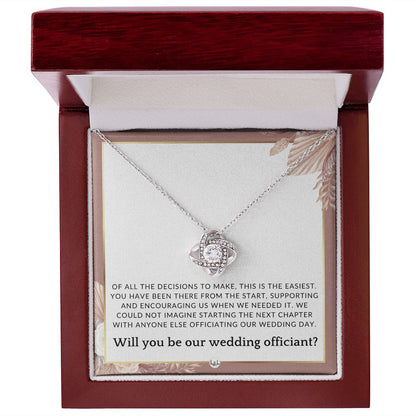 Wedding Officiant Proposal - Female Wedding Officiant, Pastor, Celebrants - Of All The Decisions , Pink Floral and Boho Wedding Theme - Liliana and Liam