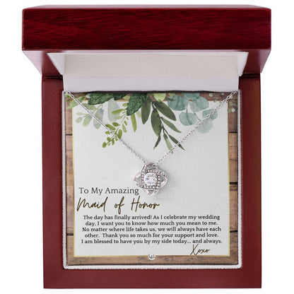 Maid of Honor Gift - MOH On My Wedding Day - Great Wedding Party Thank You Gift From The Bride , Rustic and Wood Wedding Theme - Liliana and Liam