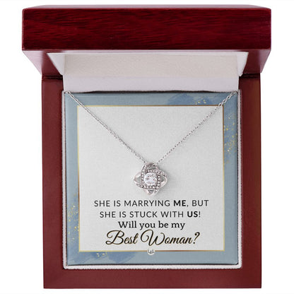 Best Woman Proposal - Gift From Groom - Will You Be My Best Woman - Wedding Party Accessories , Dusty Blue And Gold Wedding Theme - Liliana and Liam