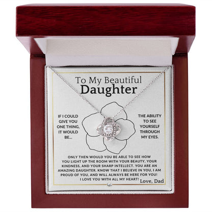 Through My Eyes - Elegant Knot Pendant Necklace - Gift For My Daughter From Dad - Liliana and Liam