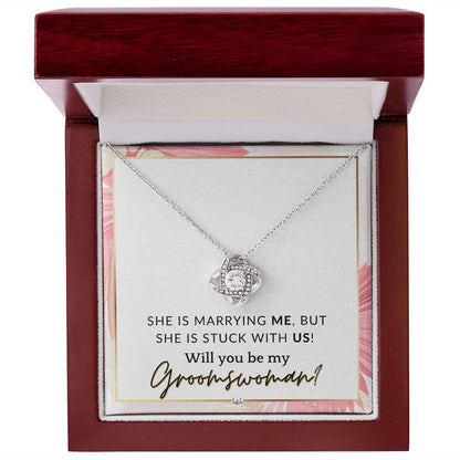 Groomswoman Proposal - Gift From Groom - Will You Be My Groomswoman - Wedding Party Accessories , Pink Floral and Boho Wedding Theme - Liliana and Liam
