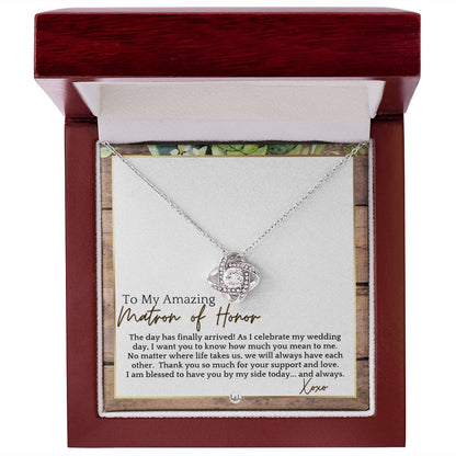 Matron of Honor Thank You Gift - On My Wedding Day MOH Gift From Bride - Wedding Party Accessory , Rustic and Wood Wedding Theme - Liliana and Liam