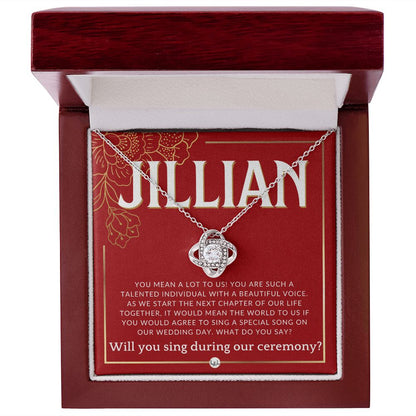Wedding Ceremony Singer Proposal, Custom Name - Will You Sign At Our Wedding - From The Couple Necklace - Red and Gold Wedding Theme