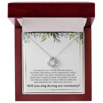 Wedding Ceremony Singer Proposal - Will You Sign At Our Wedding - From The Bride and The Groom , White and Green, Eucalyptus Wedding - Liliana and Liam