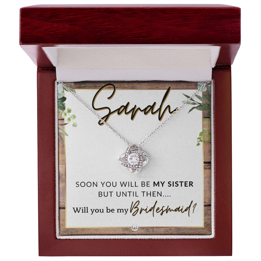 Bridesmaid Proposal, Custom Name - Will You Be My Bridesmaid, Sister in Law - Wedding Party , Rustic and Wood Wedding Theme