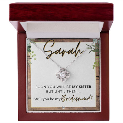 Bridesmaid Proposal, Custom Name - Will You Be My Bridesmaid, Sister in Law - Wedding Party , Rustic and Wood Wedding Theme