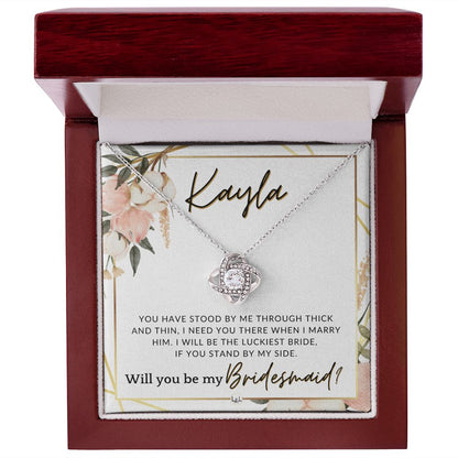 Bridesmaid Proposal Custom Name - Wedding Party Jewelry Accessories From Bride - Need You There , Pink Floral and Boho Wedding Theme - Liliana and Liam