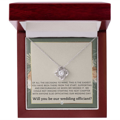 Wedding Officiant Proposal - Female Wedding Officiant, Pastor, Celebrants - Of All The Decisions , Sage Green & Boho Wedding Theme - Liliana and Liam