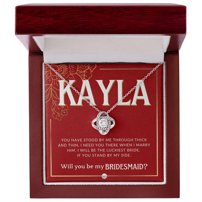 Bridesmaid Proposal Custom Name- Wedding Party Jewelry Accessories From Bride - Need You There Necklace - Red and Gold Wedding Theme
