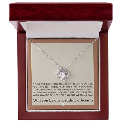 Wedding Officiant Proposal - Female Wedding Officiant, Pastor, Celebrants - Of All The Decisions , Terracotta, Rust And Gold Wedding Theme - Liliana and Liam